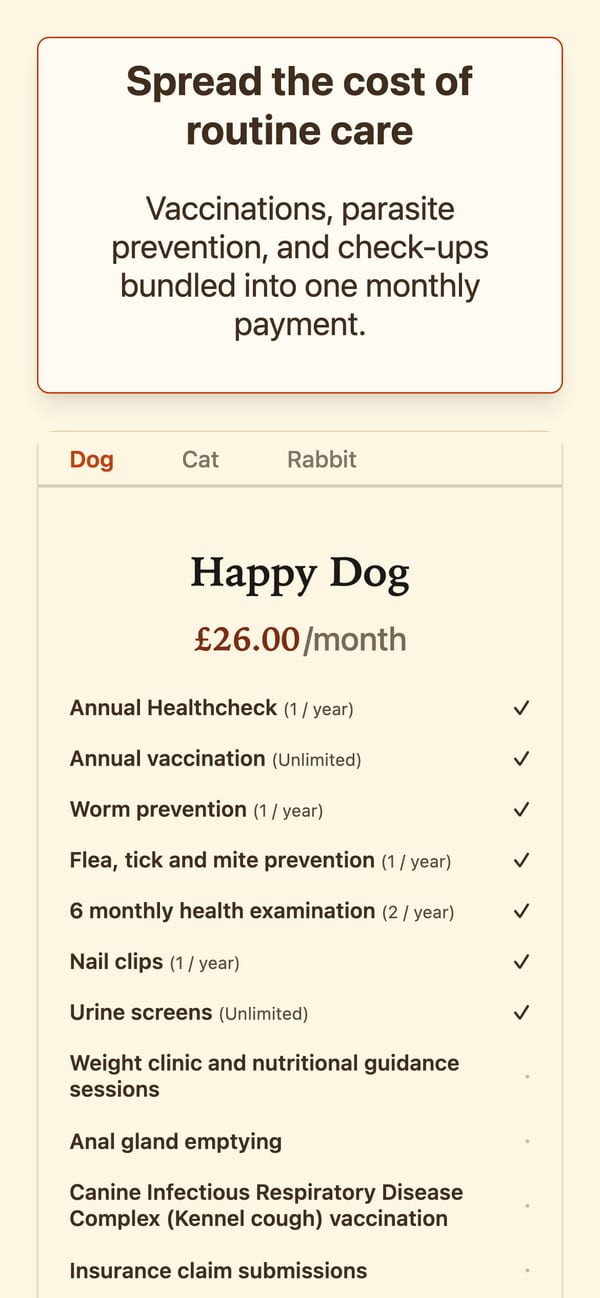 Maple theme pet care plan example